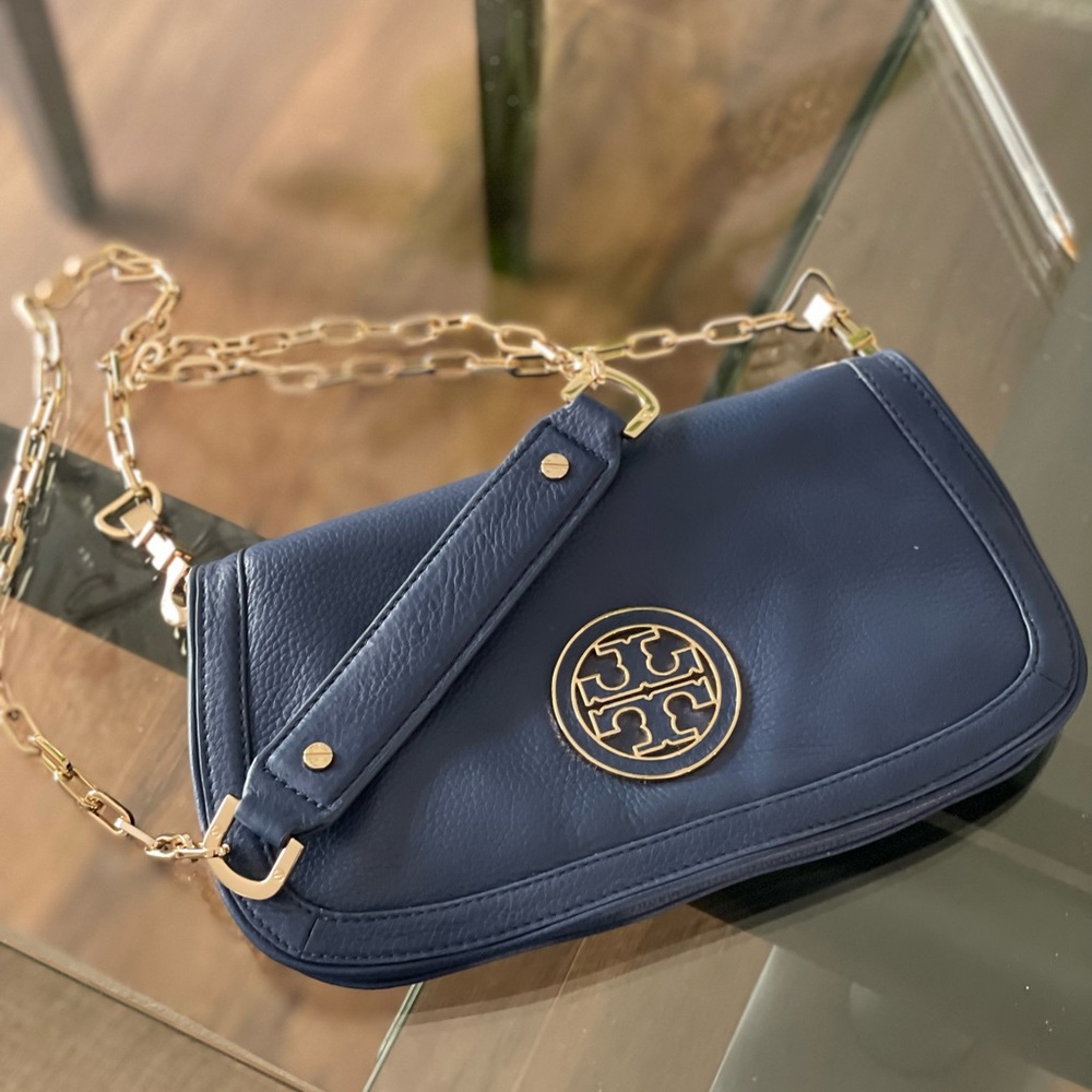 Blue Tory Burch crossbody bag in excellent condition!